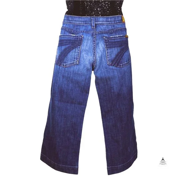 7 For All Mankind Dojo Cropped Blue Jeans 28x20.5 - Picture 3 of 7